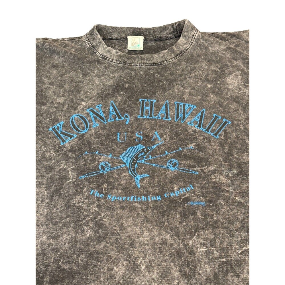 Vintage 90s Yesterdays Sportswear Kona Hawaii Gray Acid Wash TShirt XL